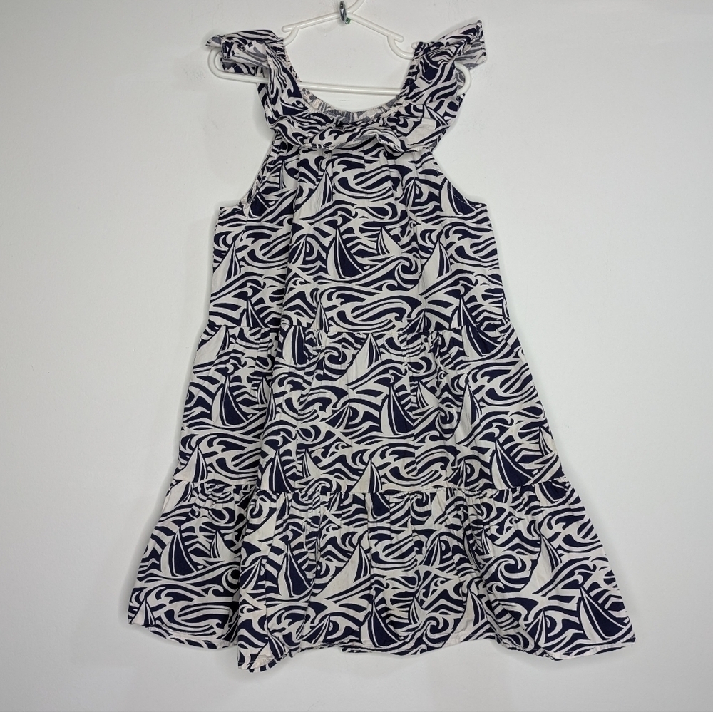 ✨3/$15 Vineyard Vines for Target white blue ocean sailboat ruffle dress 7/8